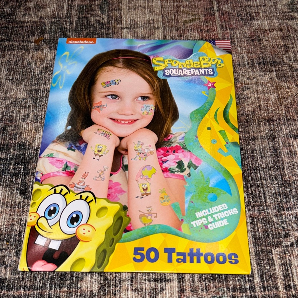 NWT Nickelodeon SpongeBob SquarePants 50 Temporary Tattoos